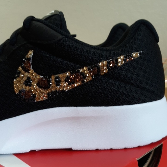Leopard Spot Bling Nike Tanjun Black - Picture 4 of 6